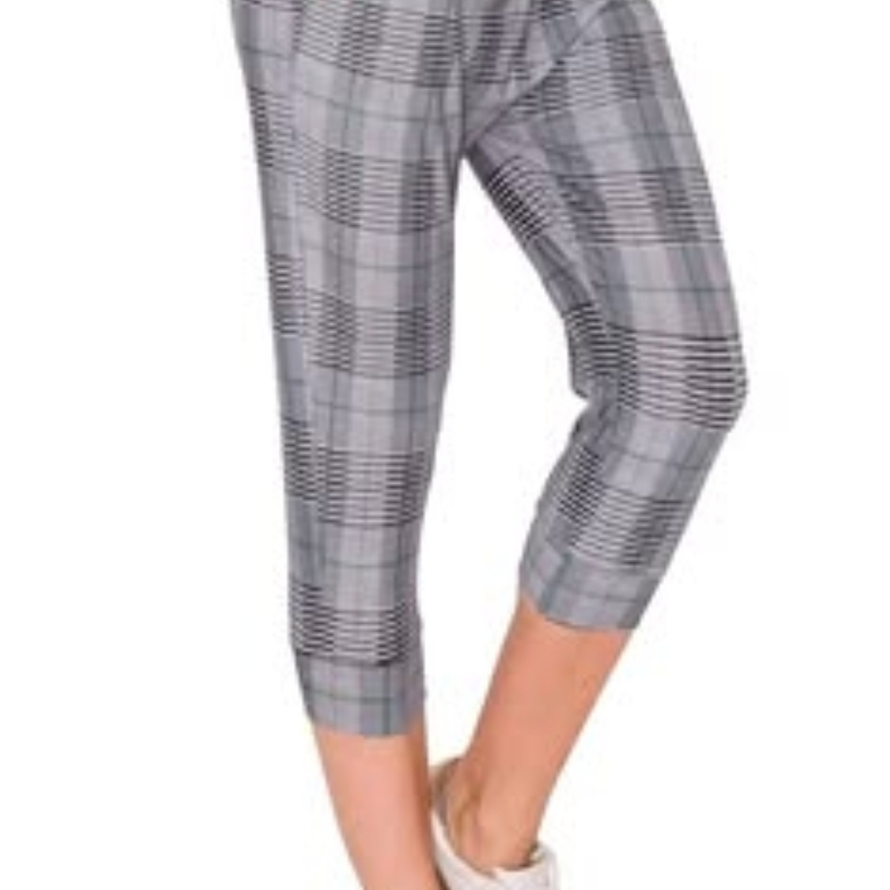 Gray Plaid Women's Capris
